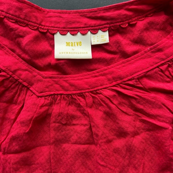 Maeve by Anthropologie Women's 3/4 Sleeve Red Blouse - Picture 4 of 7